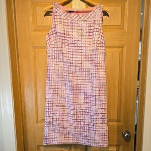 Talbots Pink and Purple Tweed Midi Dress